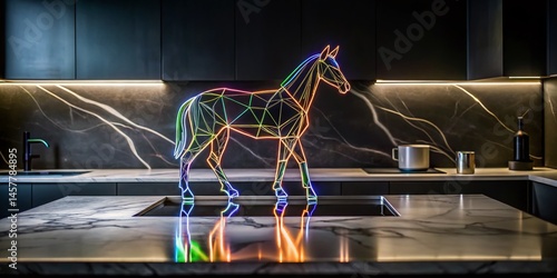 Nighttime Line Art Animal Sketch on Marble Countertop Appliance