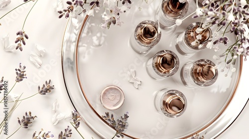   A luxurious skincare composition featuring elegant photo