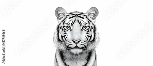 Black And White Portrait Of A White Tiger