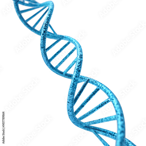 Genetic illustration of human DNA blue color under microscop. 3D rendering  on transparant background