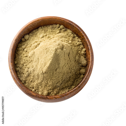 Brahmi powder bowl on transparent, Bacopa monnieri herb plant or Ayurvedic Brahmi plant with powder in a bowl.