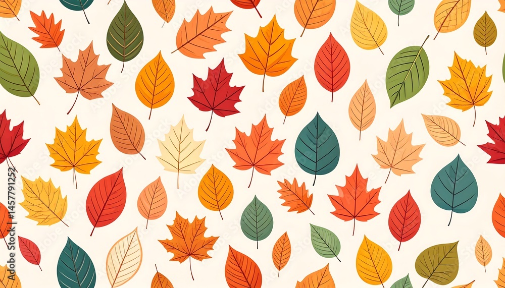 Obraz premium Autumn Leaf Pattern: Colorful Fall Foliage Design