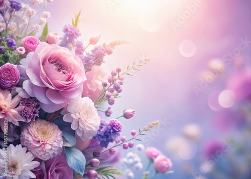 Pastel Floral Backdrop with Copy Space: Soft Gradient Flower Background for Design