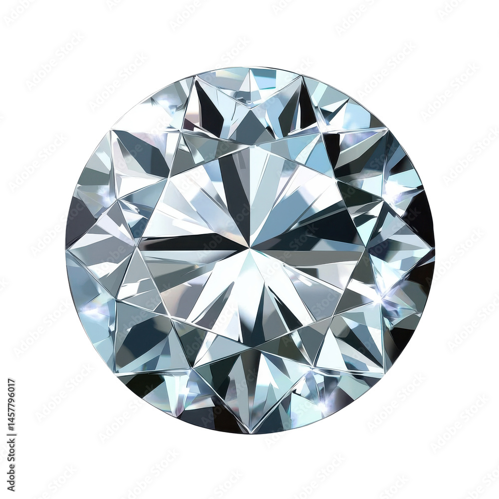 round cut diamond on white background. round cut diamond on white background.