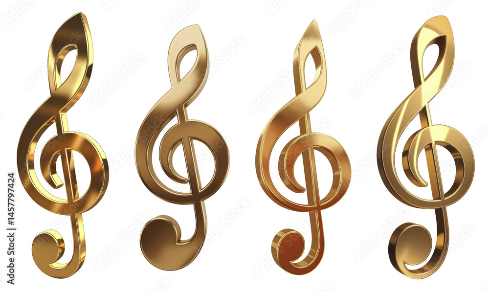 Obraz premium golden treble clef set on white background