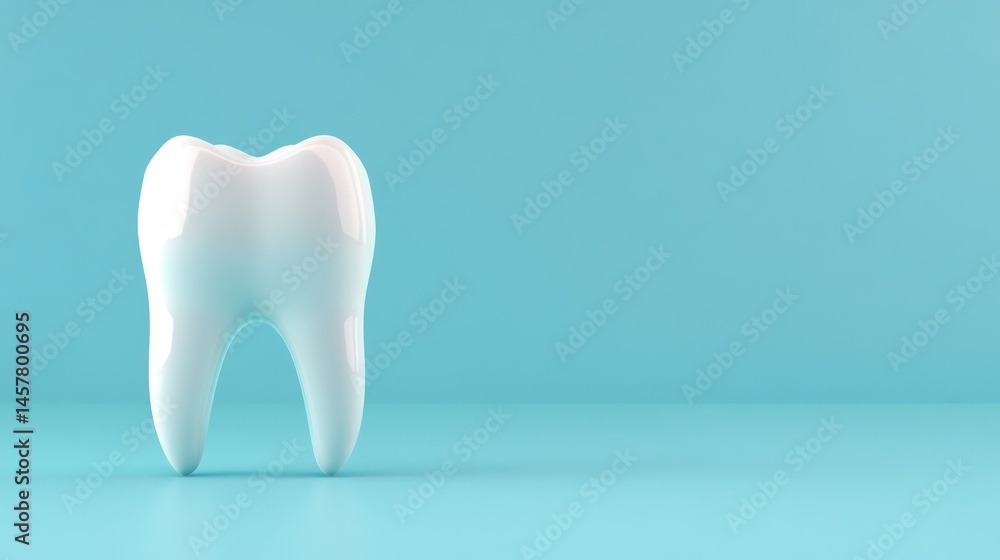 3 d render of a single healthy tooth on light blue background 3 d render of a single healthy tooth on light blue background