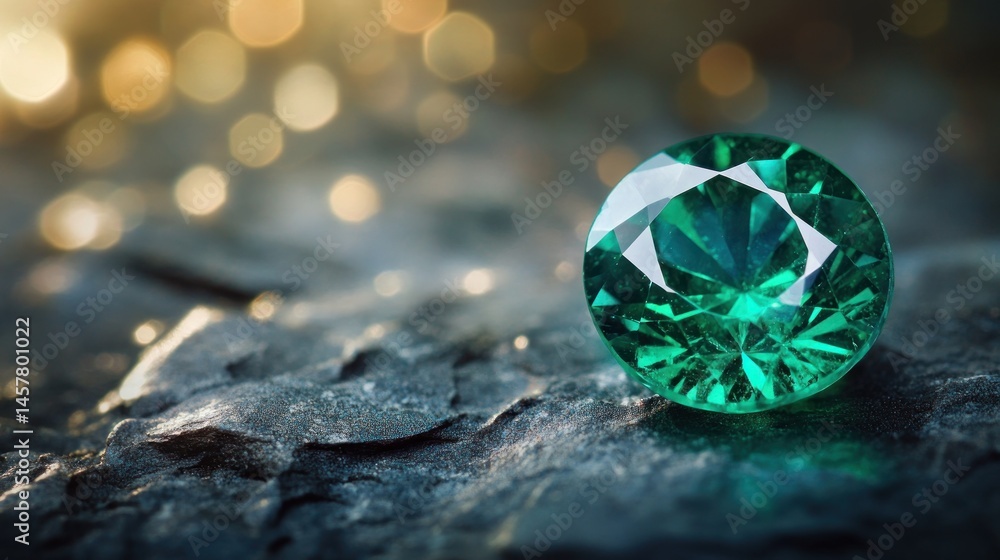 Luminous Emerald Gemstone on Dark Rock: A Jewel of Nature's Brilliance Luminous Emerald Gemstone on Dark Rock: A Jewel of Nature's Brilliance