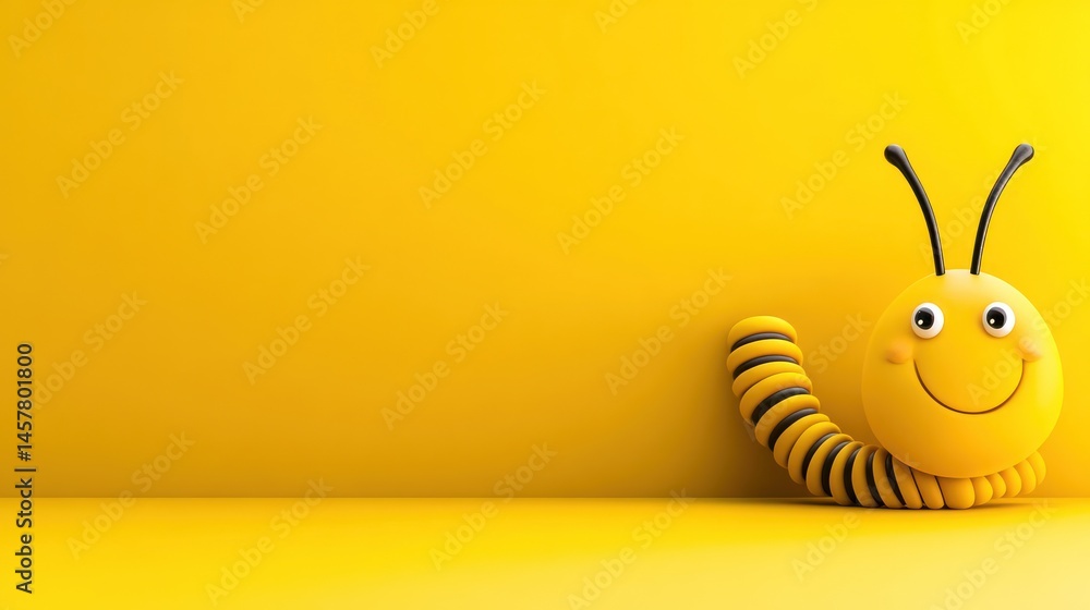 Obraz premium Smiling worm on yellow background