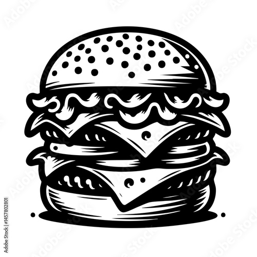 Juicy Cheeseburger: A mouthwatering fast food illustration