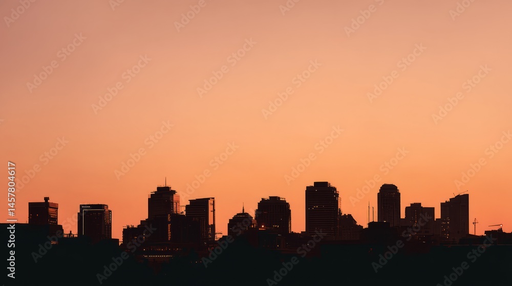 City skyline silhouette against a warm dusk sky, urban simplicity meets serene twilight.
City skyline silhouette against a warm dusk sky, urban simplicity meets serene twilight.