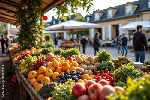 French Countryside Produce Stalls at Farmer's Market