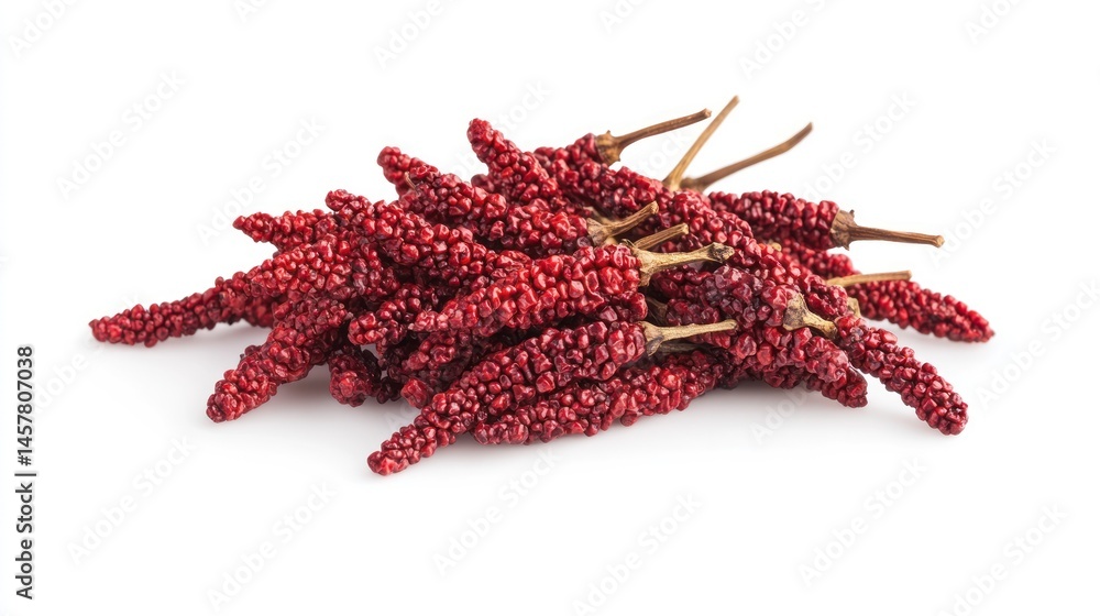 Fototapeta premium Red fruit on stems food photography on white