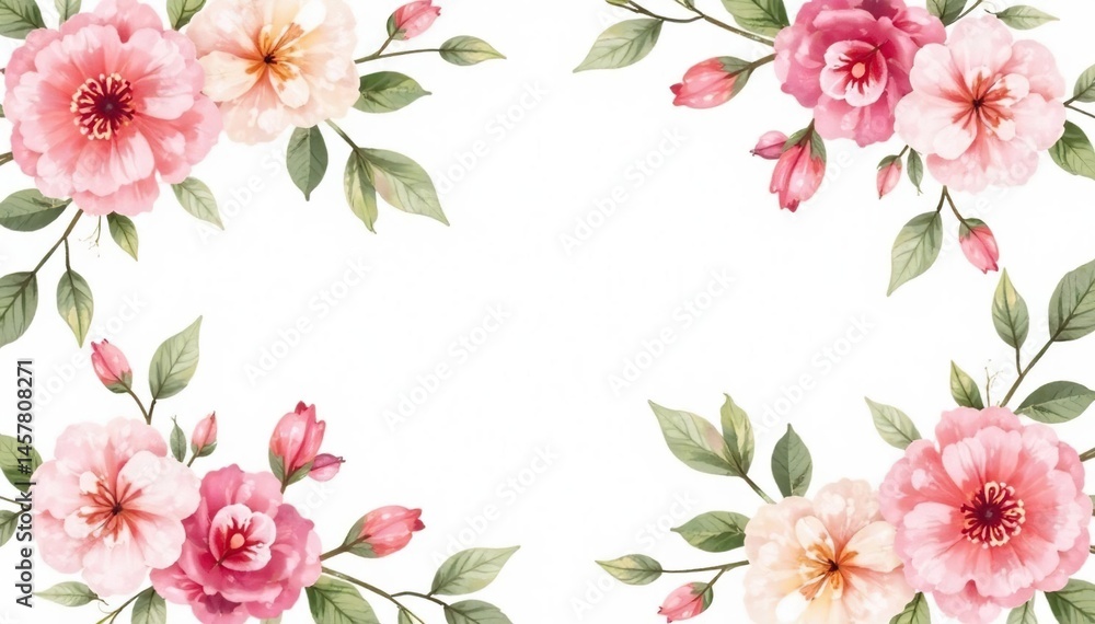 Fototapeta premium Delicate watercolor floral repeat, soft pastel palette, stylized blooms, watercolor, botanical