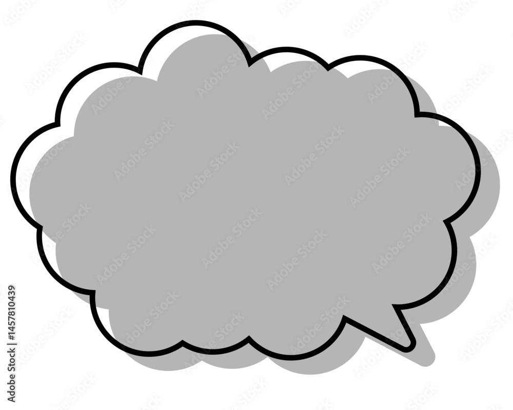 シンプルな線がずれた吹き出し 丸みのある雲形 シンプルな線がずれた吹き出し 丸みのある雲形