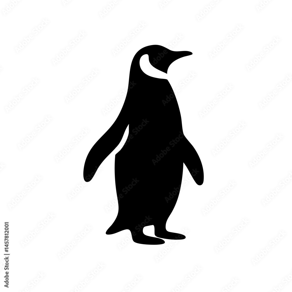 Fototapeta premium Elegant Penguin Silhouette: Black and White Bird Icon