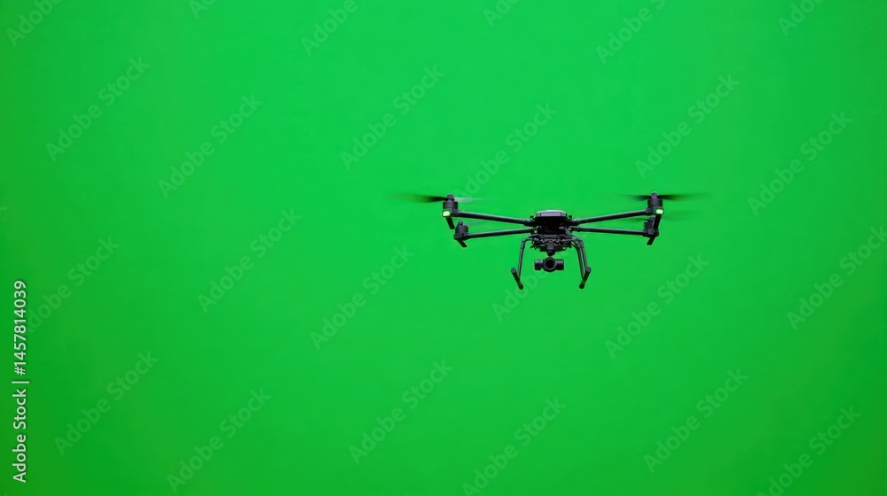 Drone with camera on green screen background Drone with camera on green screen background