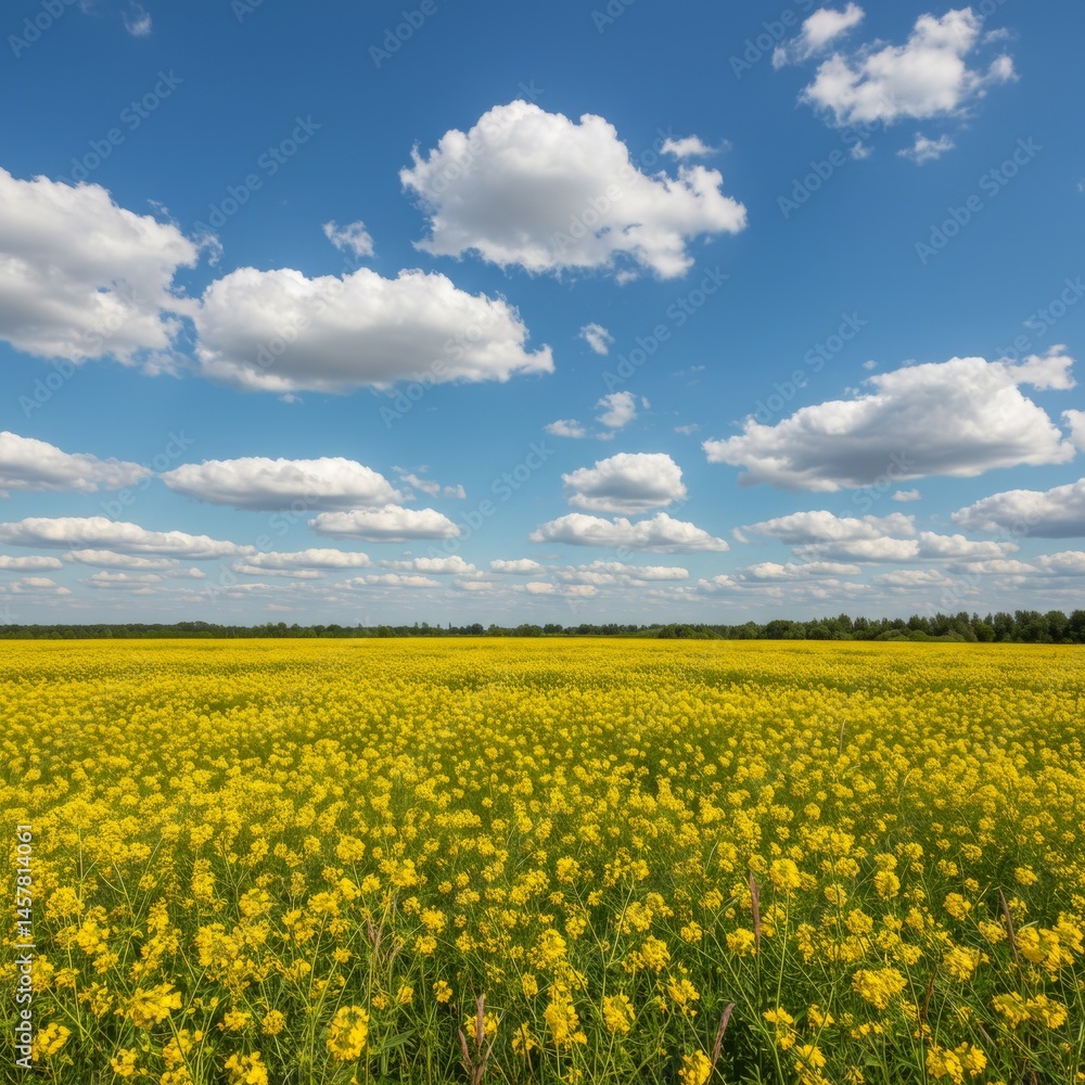 Vibrant Yellow Flower Field Under a Sunny Sky Vibrant Yellow Flower Field Under a Sunny Sky