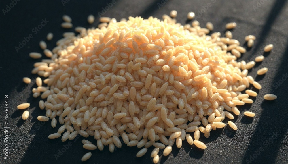 Golden Spanish Rice Pile on Velvet Under Morning Light