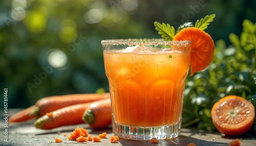 Vibrant Carrot Margarita with Orange Hue on Green Foliage