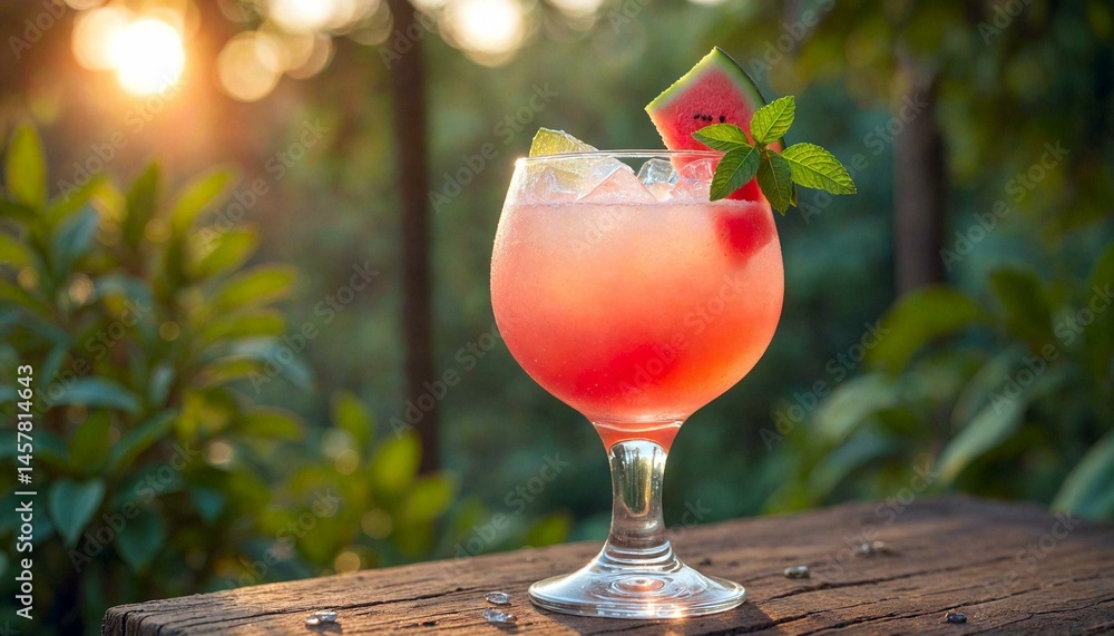 Vibrant Watermelon Margarita at Golden Hour