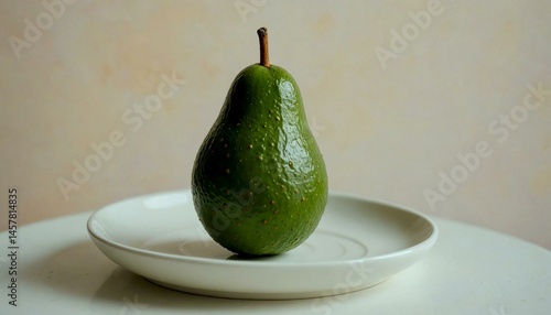 Obraz na płótnie Ripe Avocado on White Plate with Pastel Background w salonie