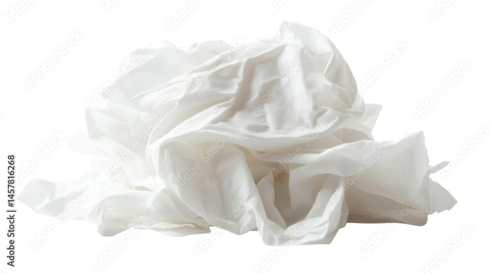 crumpled tissues white disposable wet wipes scroll on white background crumpled tissues white disposable wet wipes scroll on white background