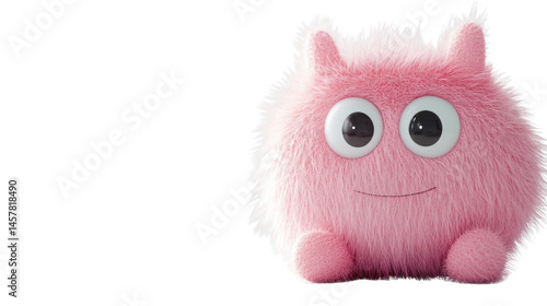 cute pink monster on white background