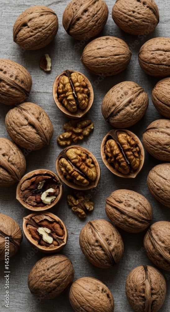 Brown Walnuts on Gray Surface Close Up Brown Walnuts on Gray Surface Close Up