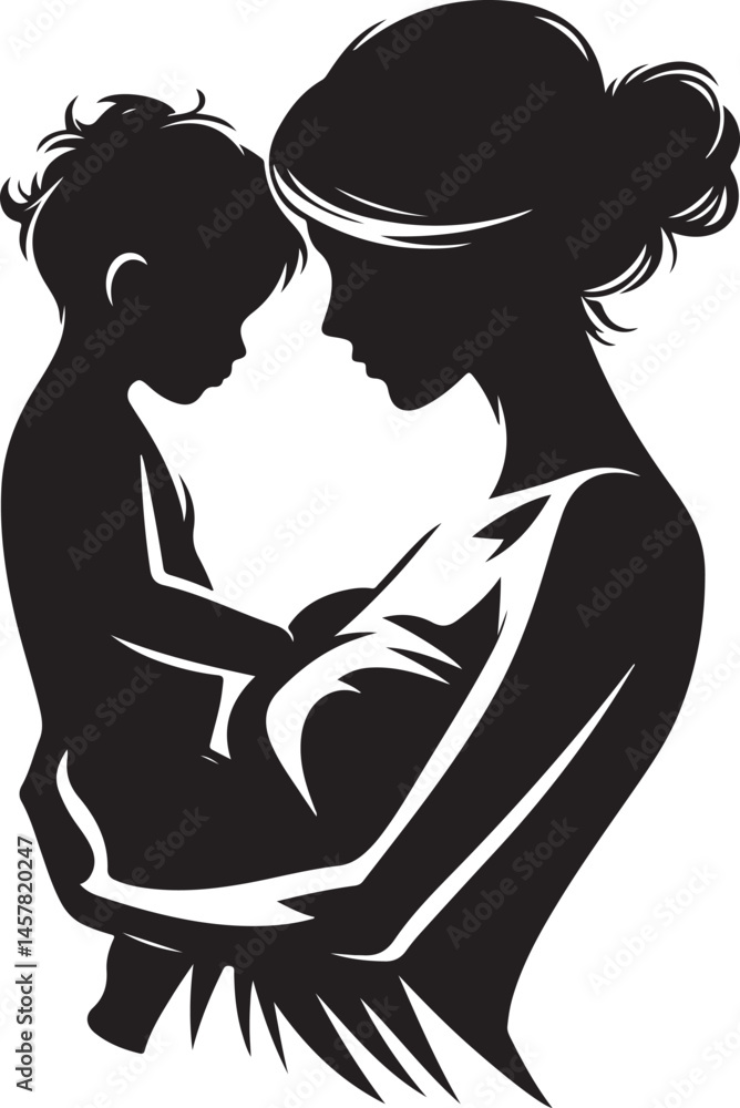 Mother and Child Silhouette Art Mother and Child Silhouette Art