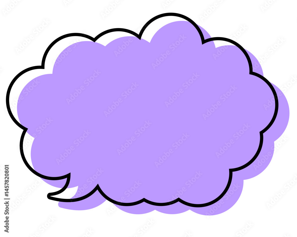シンプルな線がずれた吹き出し 丸みのある雲形 シンプルな線がずれた吹き出し 丸みのある雲形