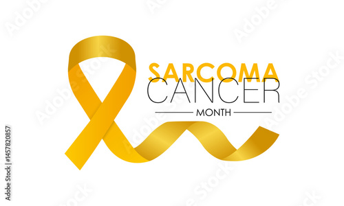 Sarcoma and Bone Cancer Awareness Month Observed annually in July. Realistic ribbon and bone banner poster background design template. Bone Cancer Day Concept. connective tissues, such as fat, muscle.