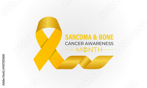 Sarcoma and Bone Cancer Awareness Month Observed annually in July. Realistic ribbon and bone banner poster background design template. Bone Cancer Day Concept. connective tissues, such as fat, muscle.