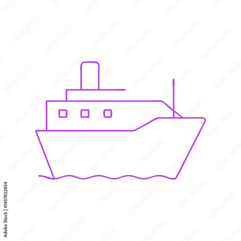 Minimalist outline of a ship sailing on water Minimalist outline of a ship sailing on water