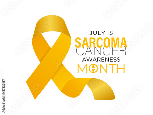 Sarcoma and Bone Cancer Awareness Month Observed annually in July. Realistic ribbon and bone banner poster background design template. Bone Cancer Day Concept. connective tissues, such as fat, muscle.