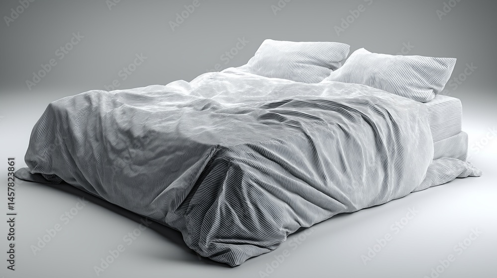Obraz premium Serene Bedtime: A cozy bed with soft bedding inviting a peaceful night's sleep and relaxation. The inviting arrangement of pillows and blankets creates a sense of calm and comfort.