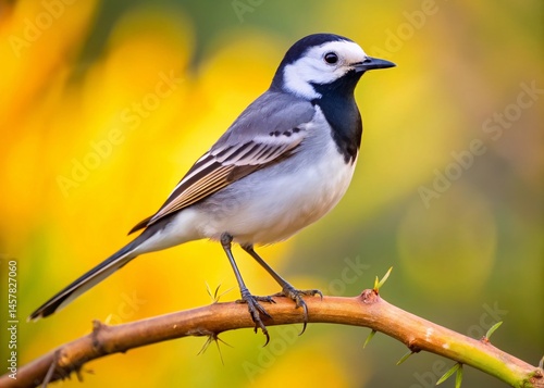 White Wagtail Bird Resting Close Up Macro Photography, Wildlife Migration