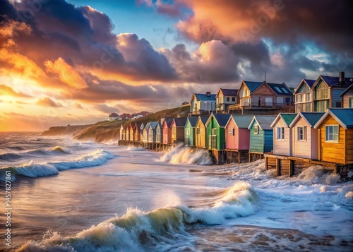 Winter Coastal Retreat: UK Seaside Holiday Homes, Dramatic Surreal Seascape