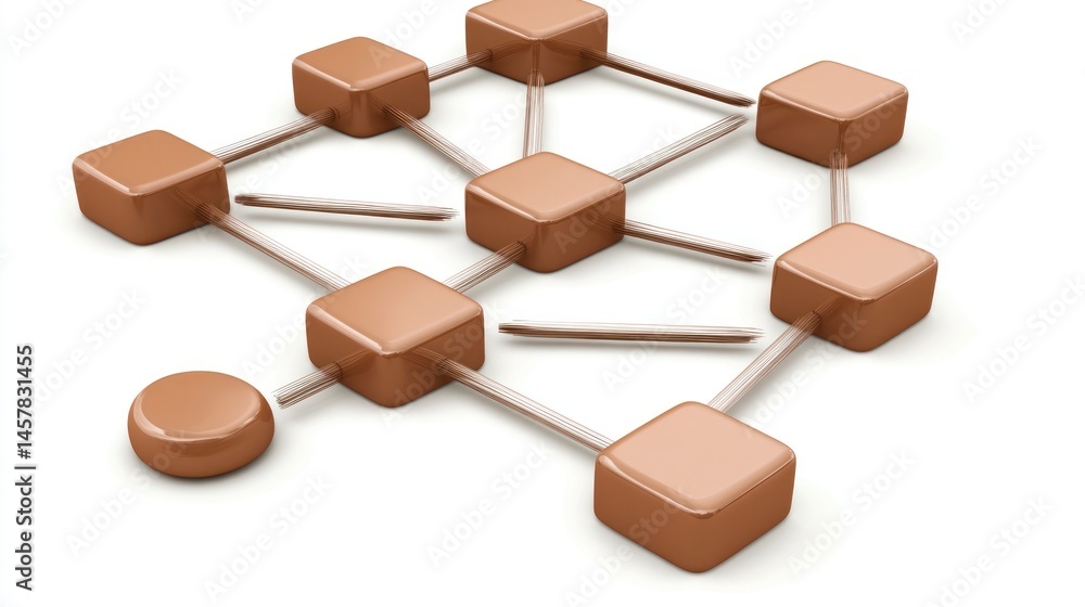 Obraz premium Connected Cubes Network Diagram