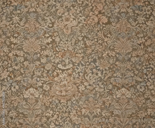 Muted floral damask, intricate ornate pattern,  arabesque,  design