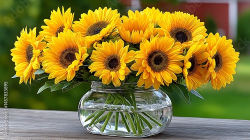 Wallpaper Mural Bright and Cheerful Sunflowers in Clear Vase Perfect for Home Decor and Floral Arrangements Torontodigital.ca