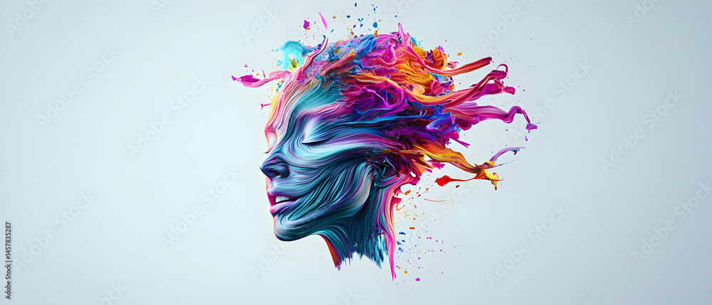 Obraz premium Abstract Colorful Woman Profile Portrait