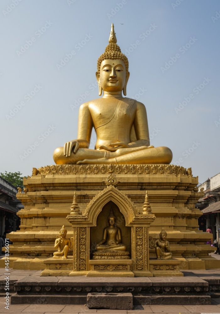 Large Golden Buddha Statue at a Temple in Thailand Large Golden Buddha Statue at a Temple in Thailand