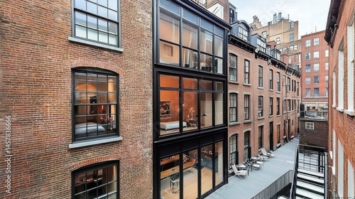Modern Glass Extension in Historic Brick Building, New York City