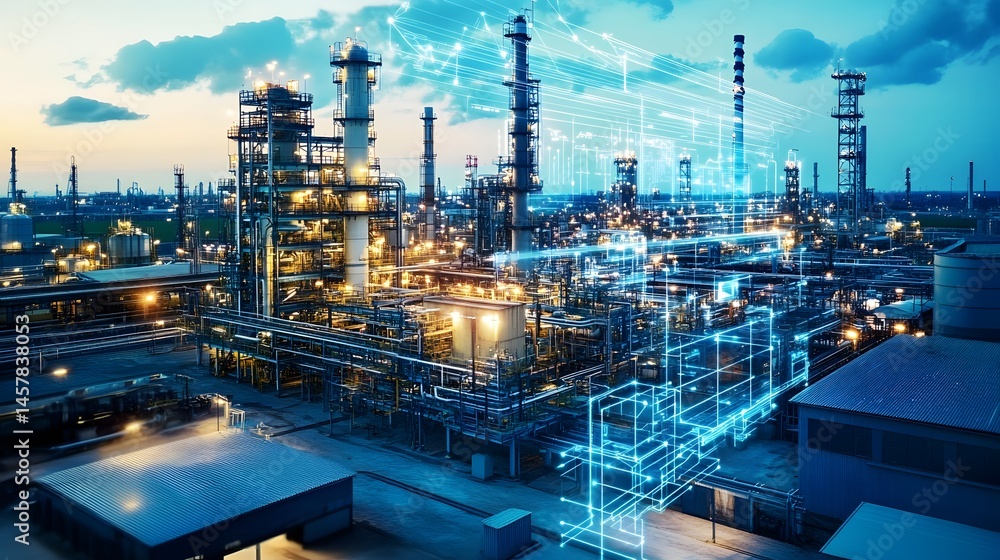Fototapeta premium oil refinery at night