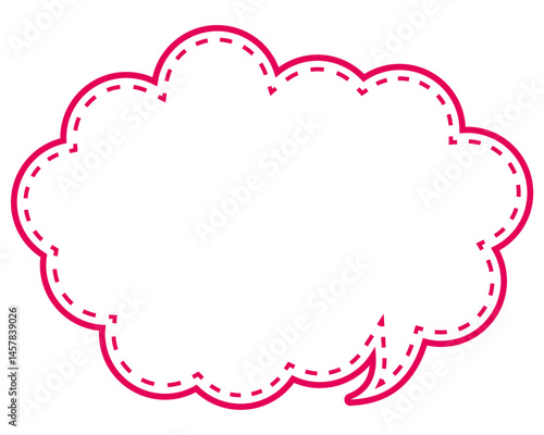 シンプルなカラー線の吹き出し　丸みのある雲形