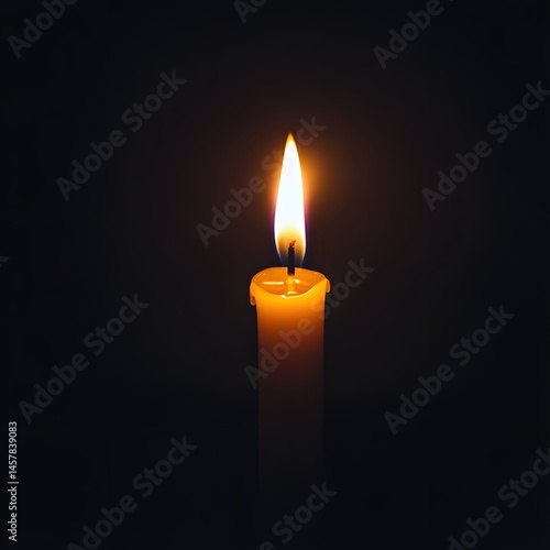 Single candle flame in darkness