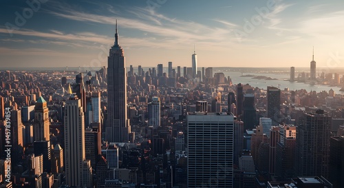 New York City Skyline View at Sunset