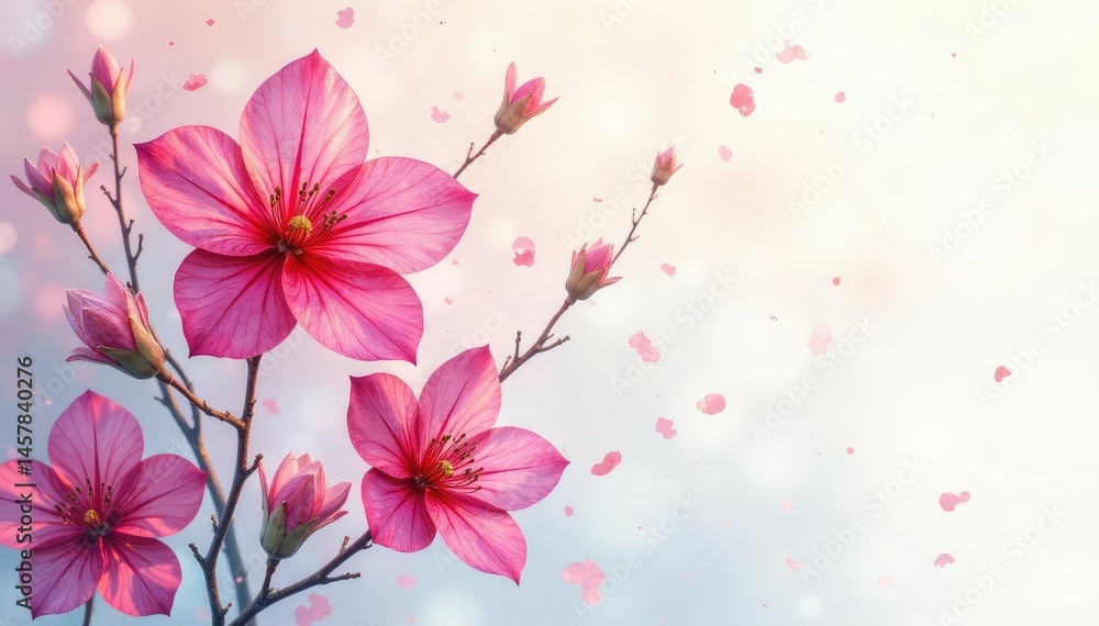 Fototapeta premium Delicate watercolor blooms, flowing seamlessly into abstract shapes , summer flowers, textile print