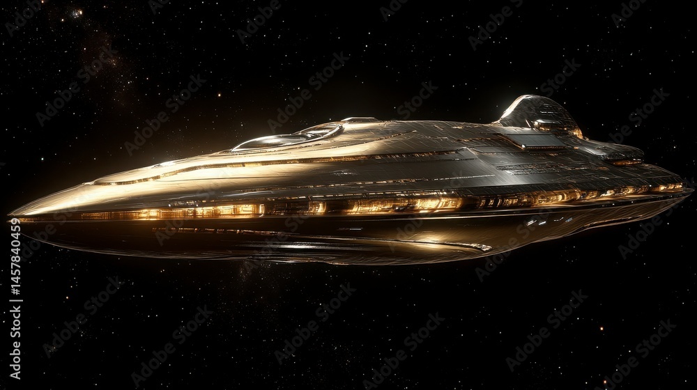 Futuristic Spaceship Design in Cosmic Space Travel Scene Futuristic Spaceship Design in Cosmic Space Travel Scene