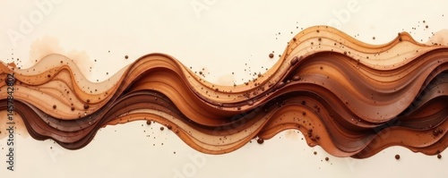 Swirling chocolate & cream watercolor, coffee tones , vintage, swirl